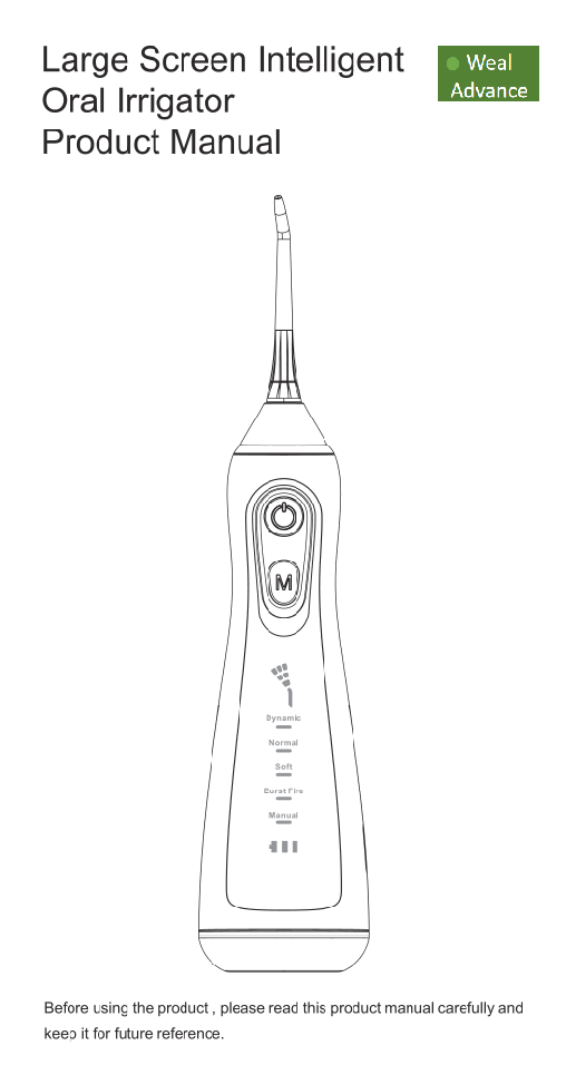 Large Screen Intelligent Oral lrrigator Product instruction